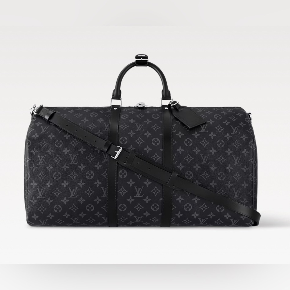 Louis Vuitton Keepall 55 Bandouliere Eclipse Black Travel Bag